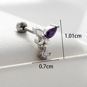 1 Piece Simple Series Classic Butterfly Titanium Steel Silver Color Material Zircon Women's Dangle Earrings h5 